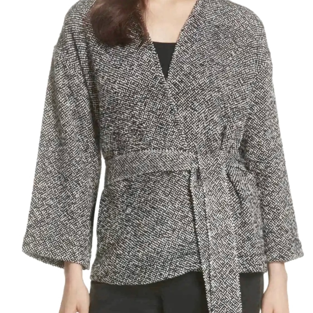Eileen Fisher B/W Belted Cadigan
